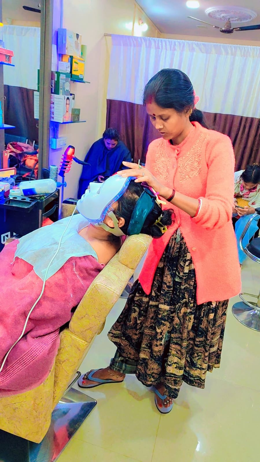 LED facial care session in progress
